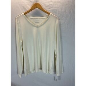 New The Talbots Tee Women's XL Ivory 100% Pima Cotton 3/4 Sleeve Pullover